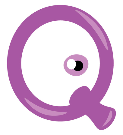 Alphabet Q in purple color penguin like figurine vector color drawing or illustration のイラスト素材