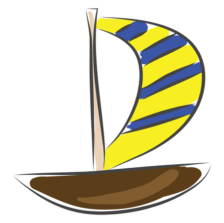 Sailing boat sketch illustration color vector on white backgroundのイラスト素材