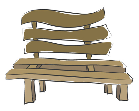 Brown park bench illustration color vector on white backgroundのイラスト素材