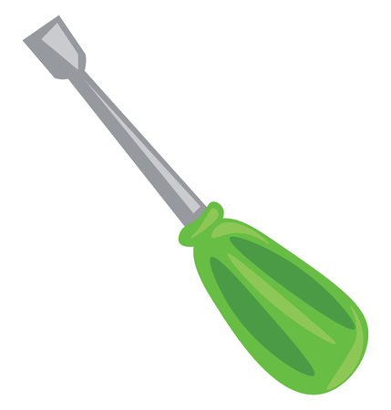 A handheld tool with green holder used for screwing or unscrewing vector color drawing or illustrationのイラスト素材
