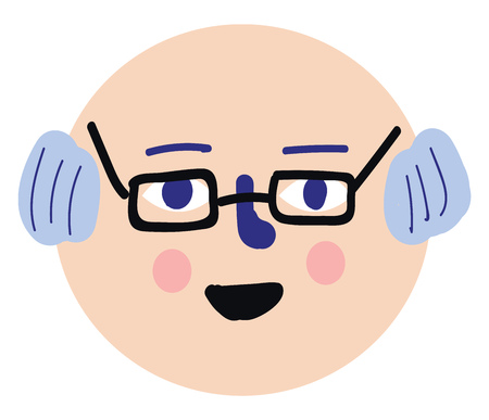 Cartoon of a grandfather with black eyeglasses vector illustration on white backgroundのイラスト素材