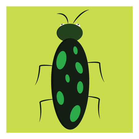 Dark green bug with light green dots vector illustration on white backgroundのイラスト素材