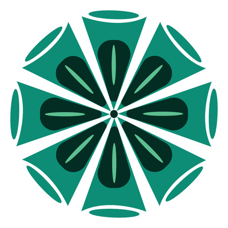 A green color spiritual design called mandala used for yoga vector color drawing or illustrationのイラスト素材