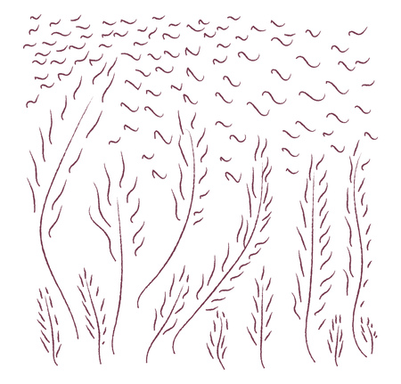 A black and white line art of landscape of a harvest field vector color drawing or illustrationのイラスト素材
