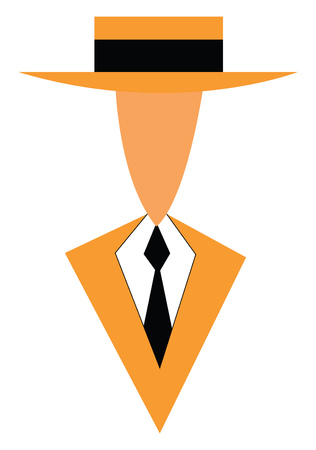 A gentleman in yellow formal suite black tie and matching hat vector color drawing or illustrationのイラスト素材