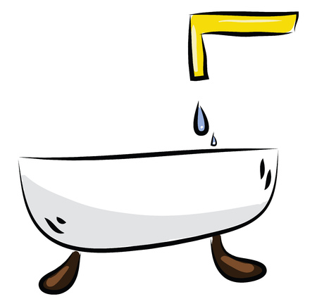 Bathtub with faucet illustration color vector on white backgroundのイラスト素材