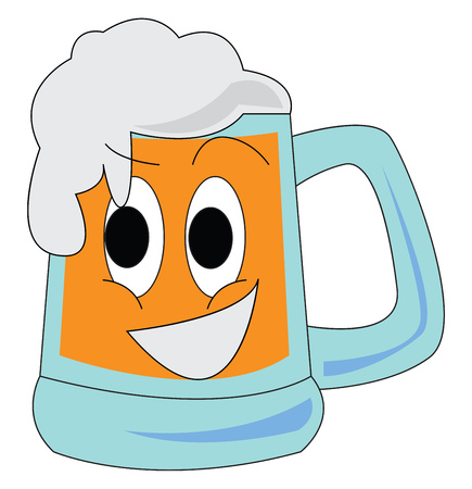 Glass of foaming beer illustration print vector on white backgroundのイラスト素材