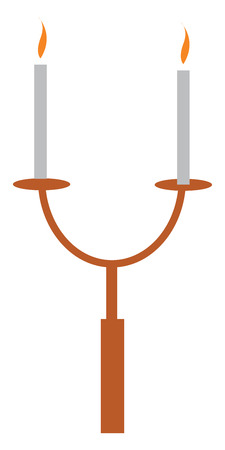 Two burning candles on a two arm stand vector color drawing or illustrationのイラスト素材