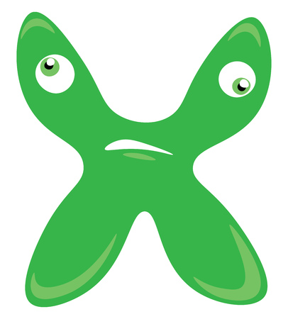 A green figurine in the shape of alphabet X vector color drawing or illustrationのイラスト素材