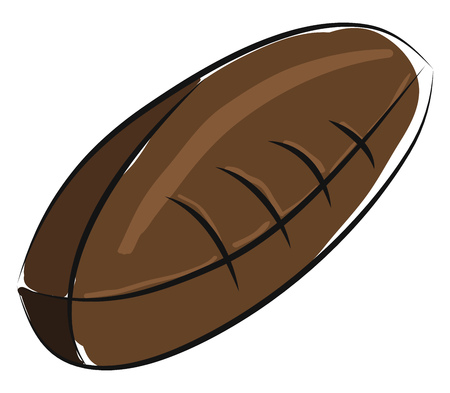 Brown american football ball illustration color vector on white backgroundのイラスト素材
