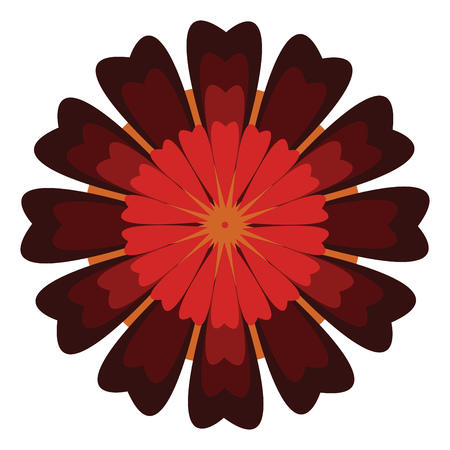 A beautiful flower with petals in red and brown shade vector color drawing or illustrationのイラスト素材