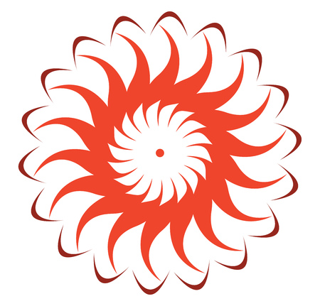 An orange flower shaped spiritual mandala design vector color drawing or illustrationのイラスト素材