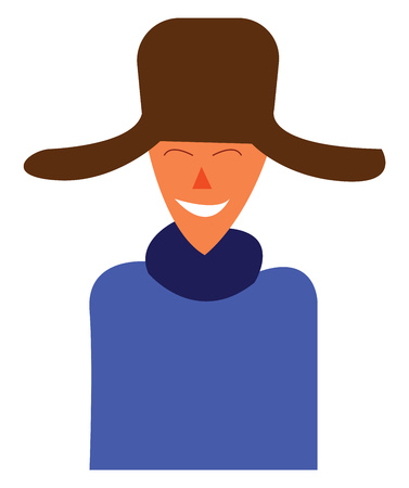A man dressed in warm winter clothes and ear flap hat is smiling vector color drawing or illustrationのイラスト素材
