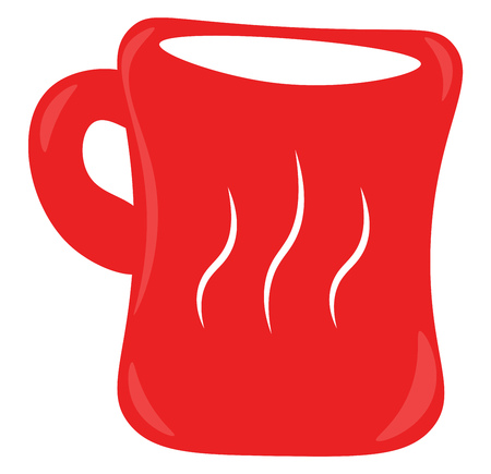 A red coffee mug with beautiful line design in front vector color drawing or illustrationのイラスト素材