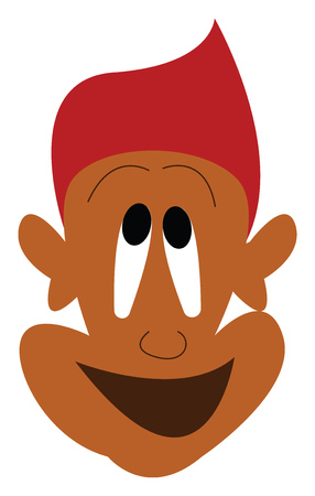 Clipart of a smiling face wearing red hat vector color drawing or illustrationのイラスト素材