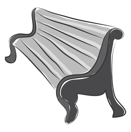 Doodle of a bench in perspective illustration color vector on white backgroundのイラスト素材