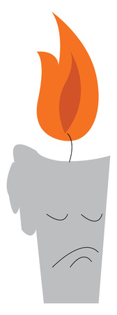 A burning candle with sad face depicting mourning vector color drawing or illustrationのイラスト素材