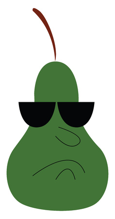 A disturbed green pear's is wearing a black sunglasses vector color drawing or illustration のイラスト素材