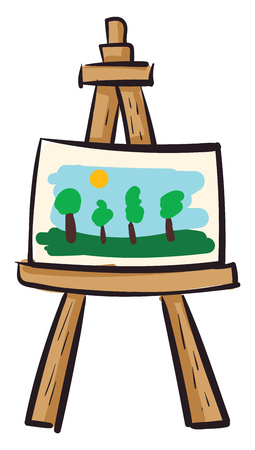Easel with canvas vector illustration on white backgroundのイラスト素材