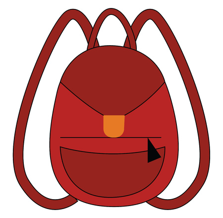 Red backpack for school illustration print vector on white backgroundのイラスト素材