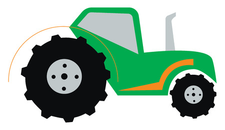 A green tractor machine used for modern day farming vector color drawing or illustrationのイラスト素材