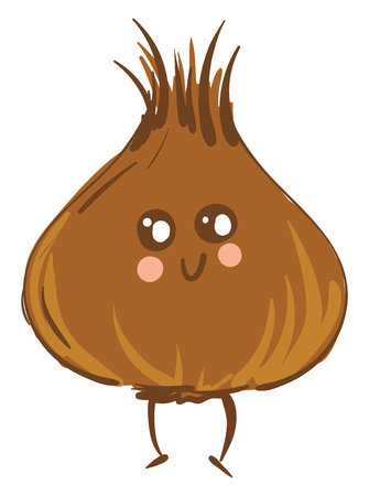 Cute smiling brown onion vector illustration on white backgroundのイラスト素材