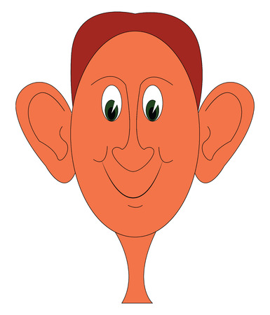 Portraite of a smiling young man with big ears vector illustration on white backgroundのイラスト素材