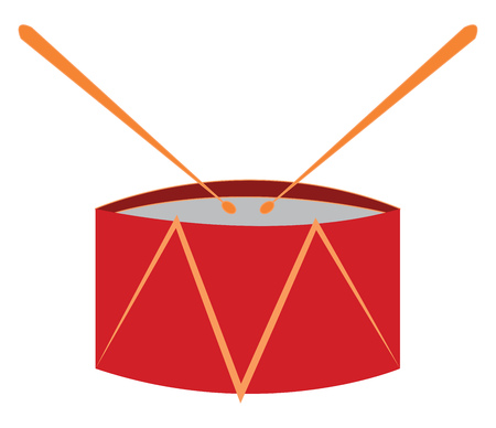 Red toy drum vector illustration on white backgroundのイラスト素材