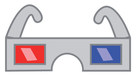 A retro 3d glass with red and blue glass used to watch 3d picture vector color drawing or illustrationのイラスト素材