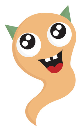 Smiling ghost with green horns vector illustration on white backgroundのイラスト素材