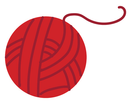 Red ball of yarn illustration color vector on white backgroundのイラスト素材