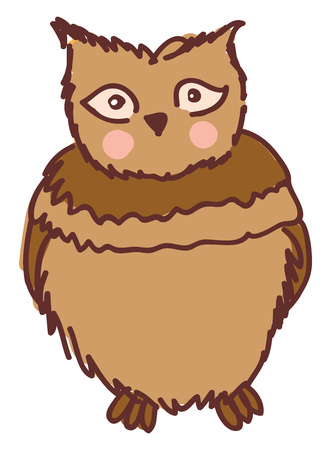 A cartoon of humongous owl with big brown eyes vector color drawing or illustrationのイラスト素材