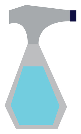 A transparent spray bottle with blue liquid inside vector color drawing or illustrationのイラスト素材
