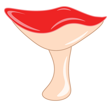 A mushroom with a red cap vector color drawing or illustrationのイラスト素材