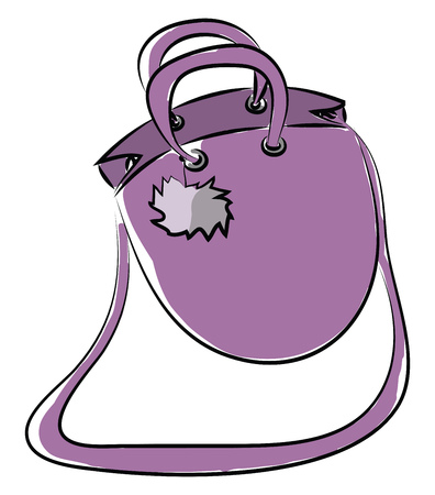 Purple sling bag with handle vector or color illustrationのイラスト素材