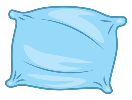 A blue colored rectangular shaped pillow vector color drawing or illustrationのイラスト素材
