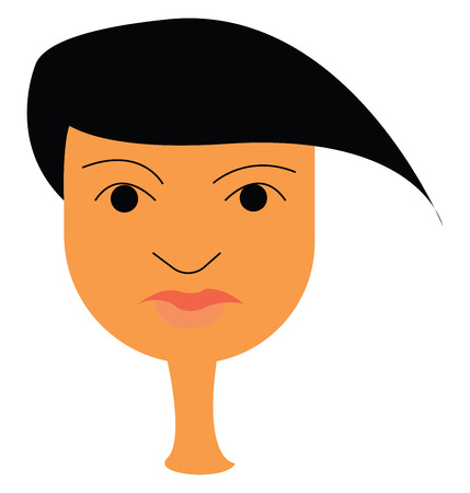 A boy with long black hair whose expressions depict that he is muffled vector color drawing or illustrationのイラスト素材