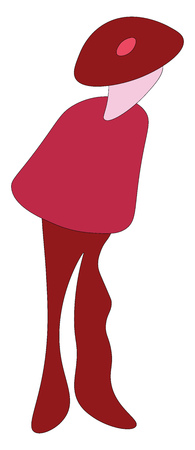 A cartoon character wearing a dark red hat vector color drawing or illustrationのイラスト素材