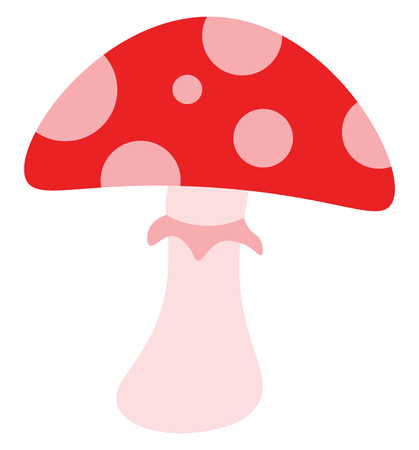 A red spotted mushroom vector color drawing or illustrationのイラスト素材