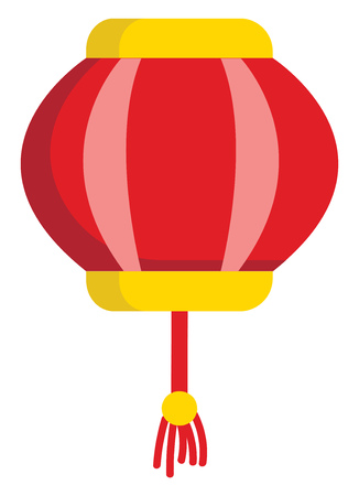 Red and yellow lantern  vector illustration on white backgroundのイラスト素材