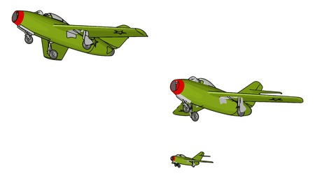 Three green air force jets vector illustration on white backgroundのイラスト素材