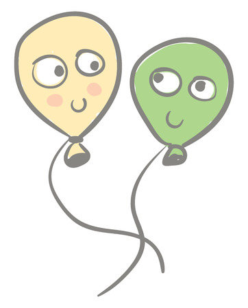 Two balloons looking at each other vector or color illustrationのイラスト素材