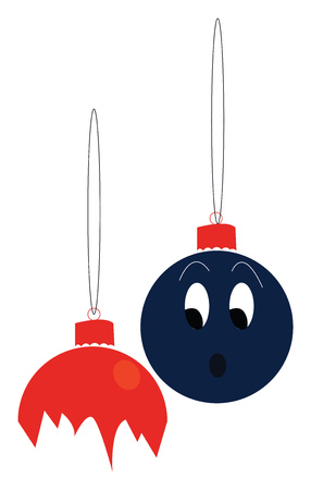 A pair of lanterns of which one is broken and the other one looks shocked vector color drawing or illustrationのイラスト素材