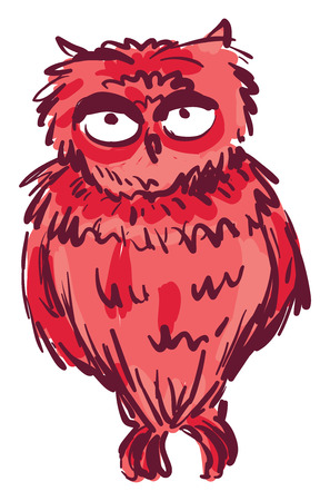 An owl which is colored in dark red vector color drawing or illustrationのイラスト素材