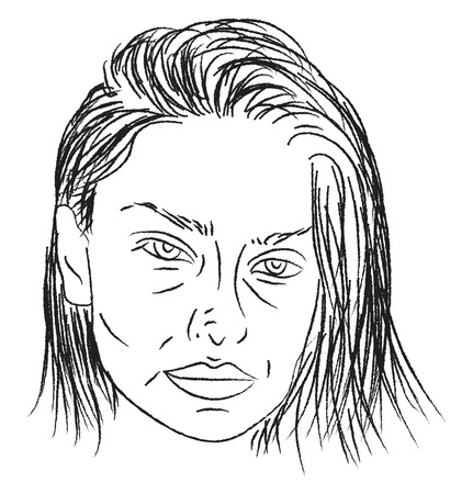 A drawing of a woman's face vector color drawing or illustrationのイラスト素材