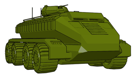 3D vector illustration on white background of a green armoured military vehicleのイラスト素材