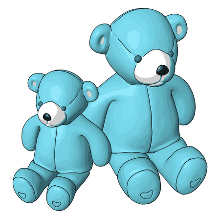 Blue  teddy bears vector illustration on white backgroundのイラスト素材
