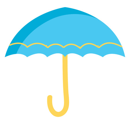 Blue and yellow umbrella illustration color vector on white backgroundのイラスト素材