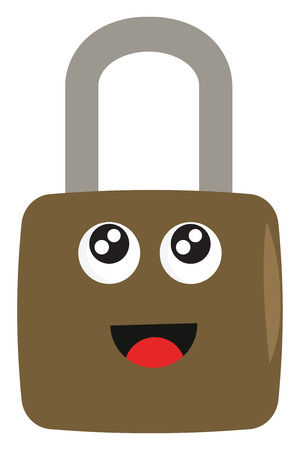 Light brown lock with big eyes and happy face vector illustration on white backgroundのイラスト素材