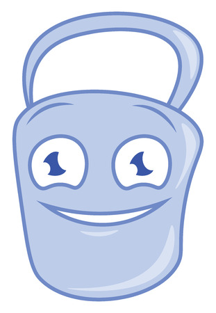 A cartoon of a bucket with big eyes who is smilling vector color drawing or illustrationのイラスト素材